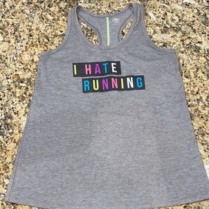 Athletic Works Gray Tank Top with Colorful “I HATE RUNNING” Graphic